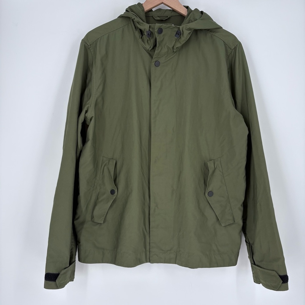 Everlane Olive Green Hooded Utility Rain Jacket
